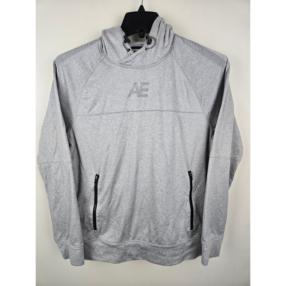 American Eagle Outfitters Other - American Eagle Mens Gray Activewear Hoodie Sweatshirt Zip Pockets Small AE Logo
